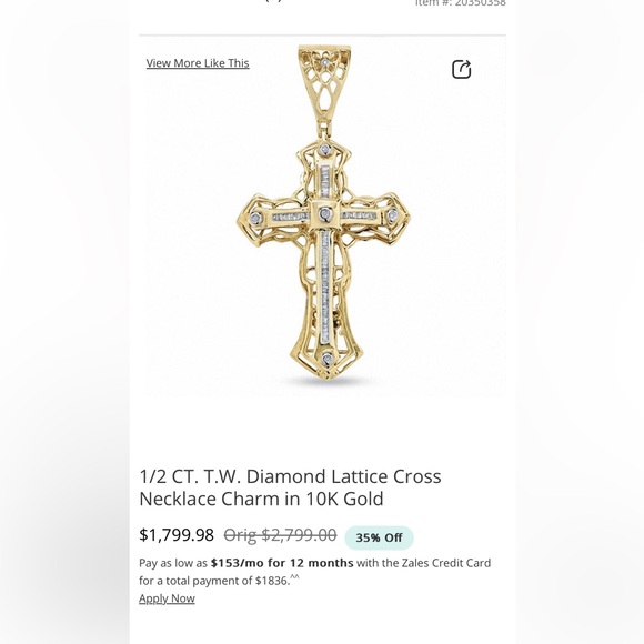 10k gold 3D diamond cross